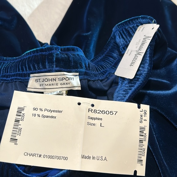 St.John Sport  Size large By Marie Gray Neiman Marcus Sapphire Blue Velvet Pants - Picture 5 of 7